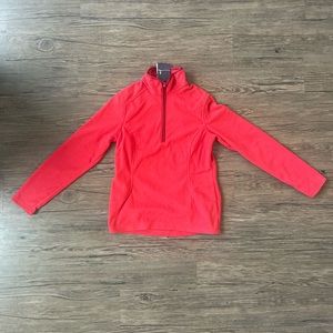 New Lands End Light Red Fleece Zip Up Sweater Size XS